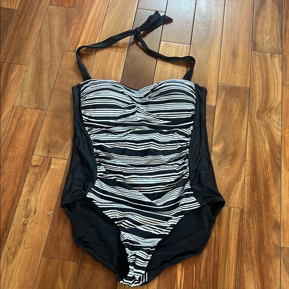 Merona Black and White One-Piece Swimsuit